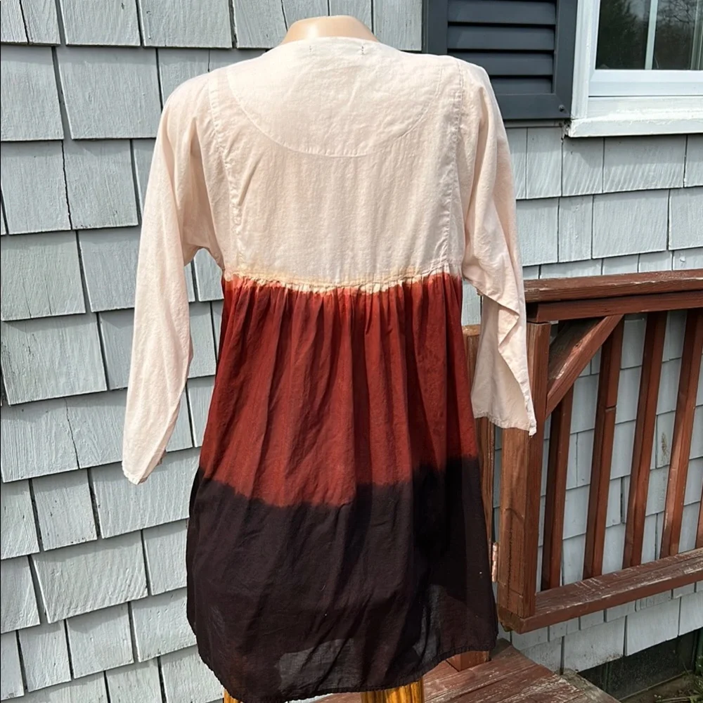 Gudrun Sjoden Cream and Brick Red Buttoned Long Sleeve Dress Size Med - Picture 7 of 10